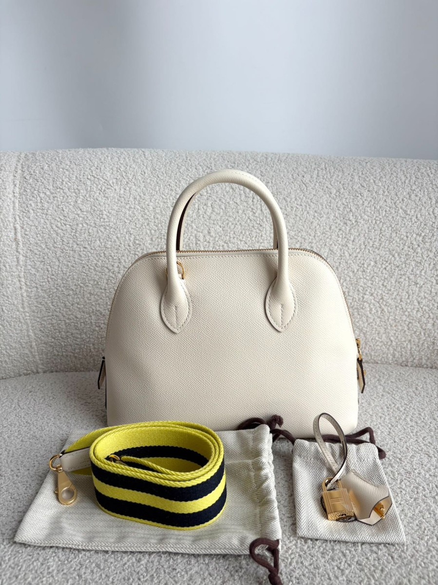 HERMES ホワイト 馬頭　置物 Hermes Bolide 1923 25 Nata Epsom Leather Gold Hardware B Stamp | eBay