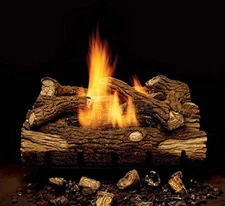 Majestic HO24-R 24" 7 Piece Hand Painted Highland Oak Refractory Cement Log Set