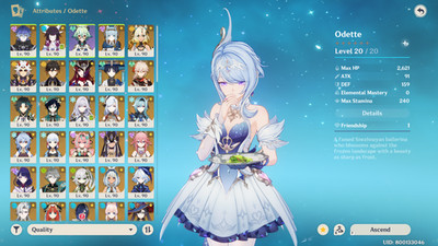 Genshin Impact ( AS ) ar 60 44 limited characters + luna team flins Odette
