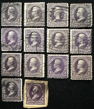 1895 US 2 Random 3c Jackson Stamps Used, SC#268 (CV $4.50)