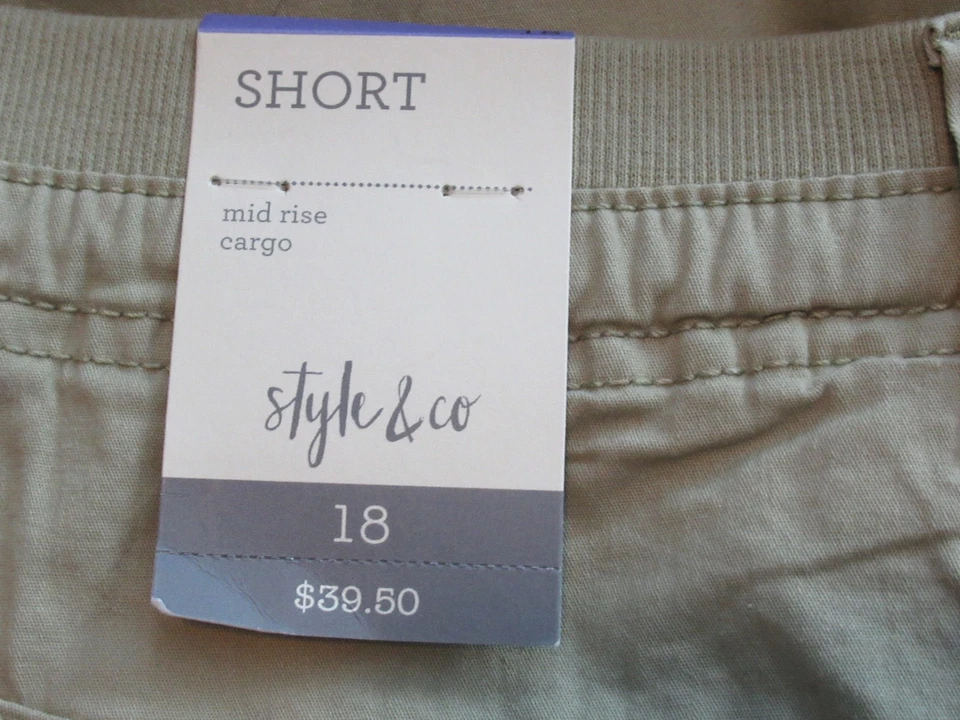 Shorts femininos Style & Co cintura confortável aparência cargo, bege areia, tamanho 18 - Imagem 3 de 4