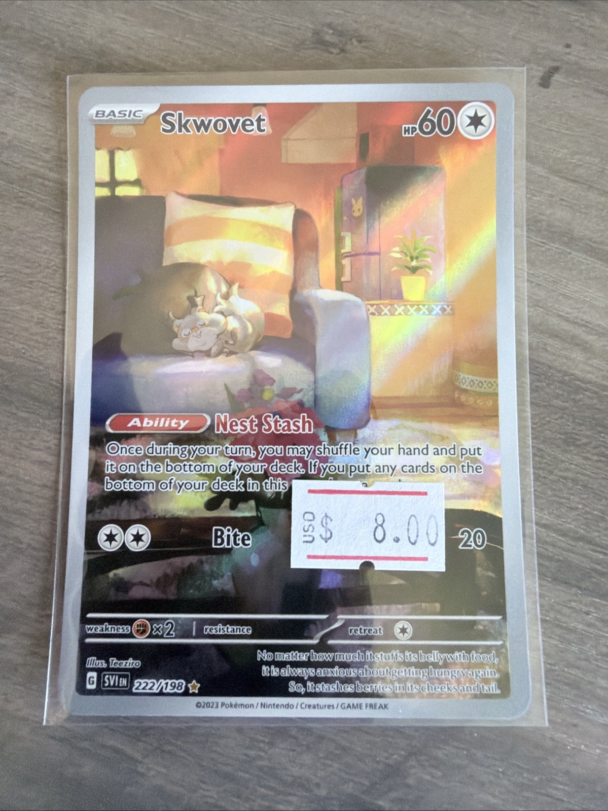 Skwovet 222/198 SV1 Base Set Illustration Rare Full Art Holo Pokemon Card NM/M