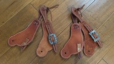 Amish-Made Spur Straps – Tooled Buckles- Rough Out Leather