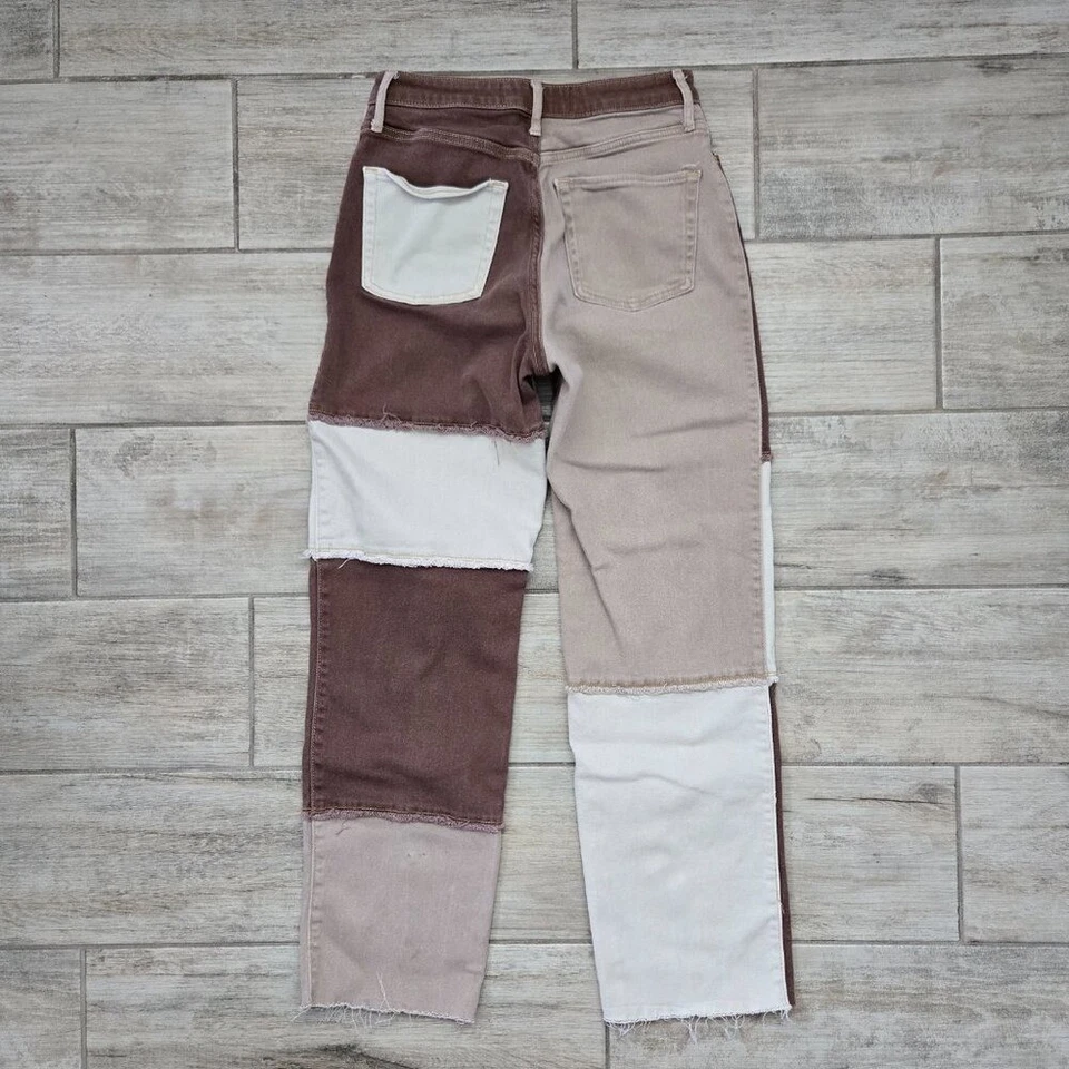 Hollister Patchwork Ultra High Rise Dad Jeans Women's Color Panel Raw Seam 7R - Image 2 of 4