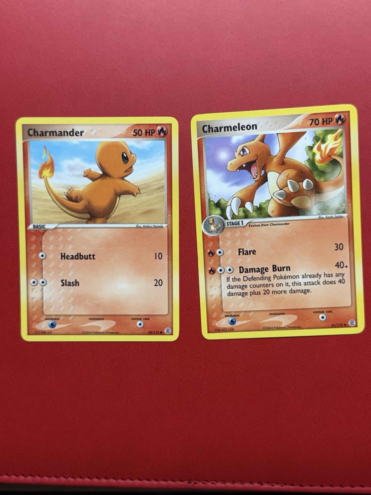 Charmander 58/112 & Charmeleon 31/112: FireRed & LeafGreen Pokemon Card NM