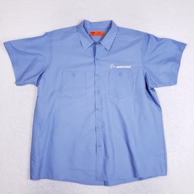 Dickies Boeing Work Shirt Mens 3XL Short Sleeve Blue Industrial Aviation Logo
