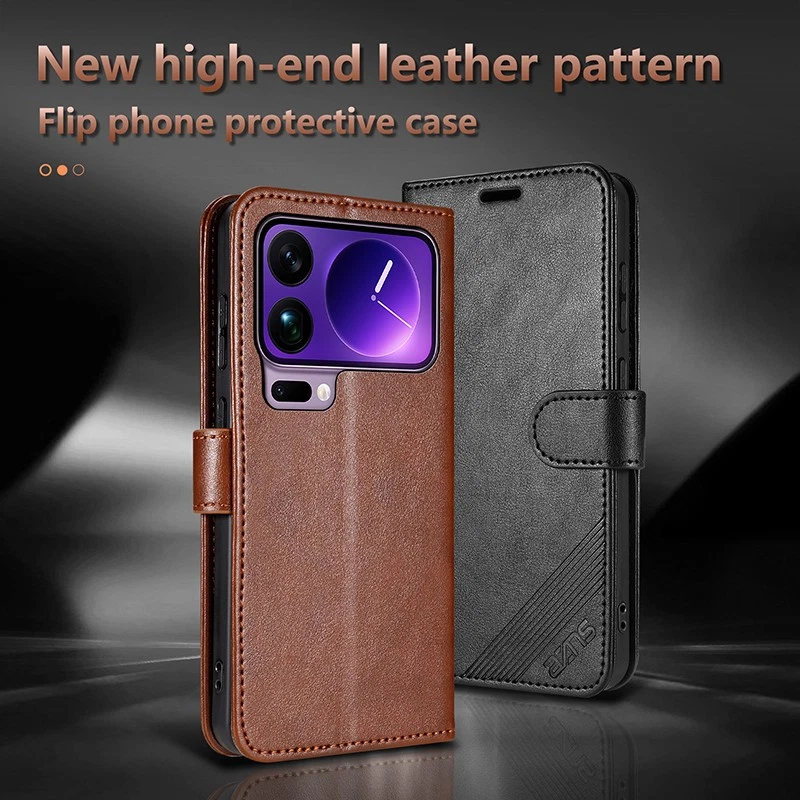 Funda tipo billetera magnética abatible de cuero para Xiaomi 17 Pro/Max a prueba de golpes Foto 2 de 4