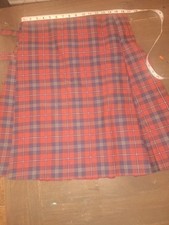 Kilt - Handmade Men's 32 in. Waist X 24 in. Length Red Cotton Blend Material
