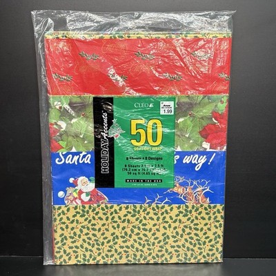 Vintage Cleo Christmas Wrapping Paper 50 Sq Ft Gift Wrap NOS 1980s 8 Designs