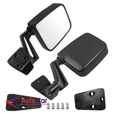 Black Manual Side View Door Mirrors Left Right Pair Set For Jeep Wrangler 87-02