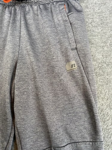 Russell Fleece Lined Pant Jogger Gray Orange Boy's Size XXL /18 Zip Pocket - Picture 4 of 12