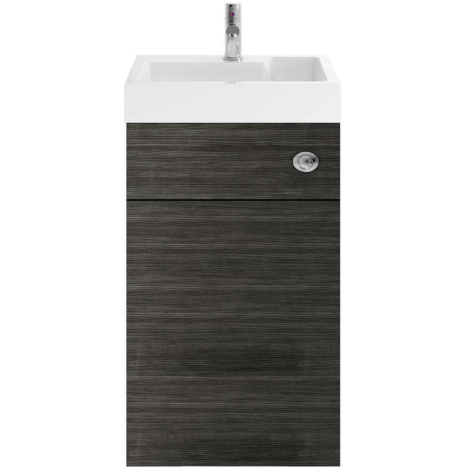 Unidad de tocador de inodoro y lavabo Nuie Athena 2 en 1 Hacienda negra 500 mm PRC645CB Foto 2 de 4