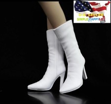 1/6 scale short WHITE high heel boots for 12" female figure hot toys phicen❶USA❶