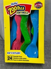 Hefty ZooPals Funtensils Kids Cutlery Utensils Plasticware Complete Set 24 Pcs