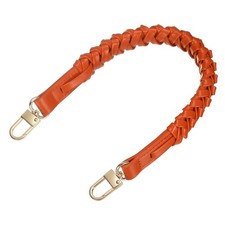 Braided Purse Strap, 1Pc 44.7cm/17.6" Orange PU Leather with Gold Buckles