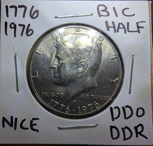 1776-1976 d error kennedy bicentennial half dollar DDO DDR  Filled In Mint Mark