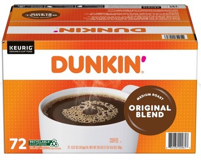 Dunkin' Donuts, Original Blend, Medium Roast, K-Cup Pods, 72ct FREE SHIPPING