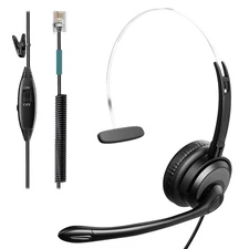 Wantek Corded Telephone Headset Mono w/Noise Canceling Mic for Avaya Aastra