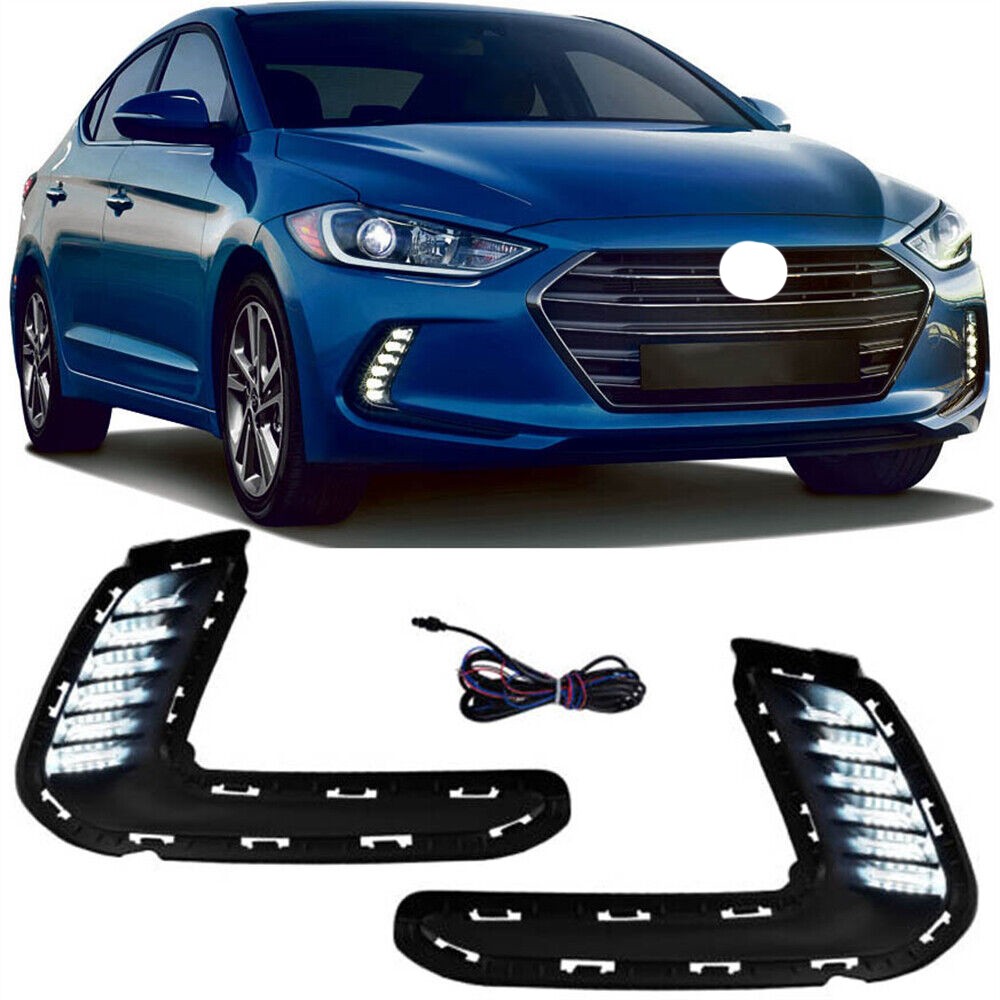 For 2017 2018 Hyundai Elantra Fog Lights LED Daytime Running Turn Signal Light