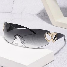 Rimless Sunglasses One Piece Frame UV400 Driving Travel Outdoor Casual Glasses