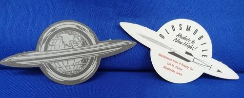 1952 OLDSMOBILE "Rockets to New Highs" Die-cut Ad - Monticello Iowa Dealership