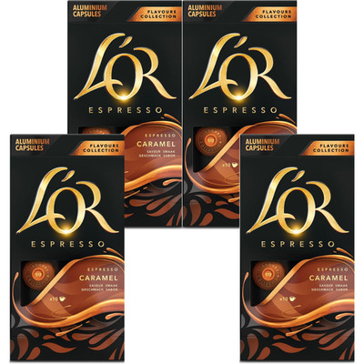 LOR Espresso Caramel Coffee Capsules Pods (Pack Of 4) Total 40 Pods