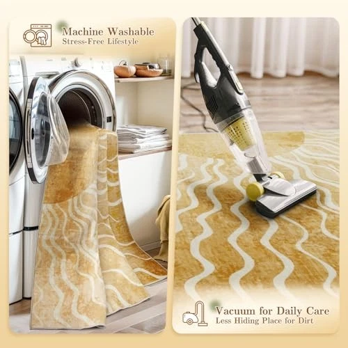  Sun Print Round Area Rug, Boho Washable 5ft Circle Rug for Kids Room  - Image 4 of 4