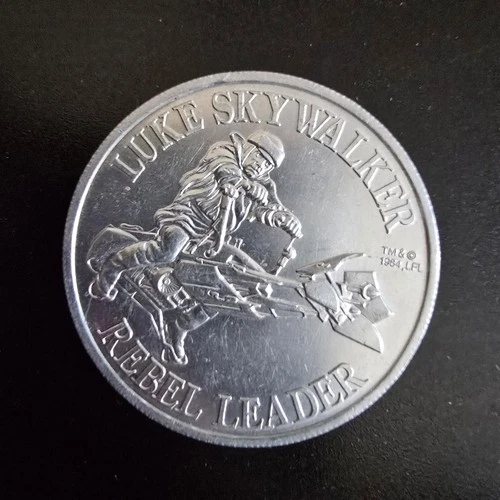 Vintage Star Wars Luke Skywalker Rebel Leader Coin 1984 Speeder Bike