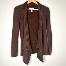 Sarah Spencer Brown Ribbed Angora Rabbit Hair Blend Waterfall Cardigan Medium