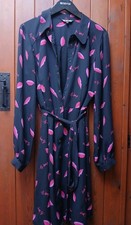 Biba Pink Red Lipstick Kiss Signature Shirt Vintage Vibes Dress & Belt 16