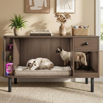 37.4'' Cat Litter Box Enclosure Furniture Cats, Hidden Cat House