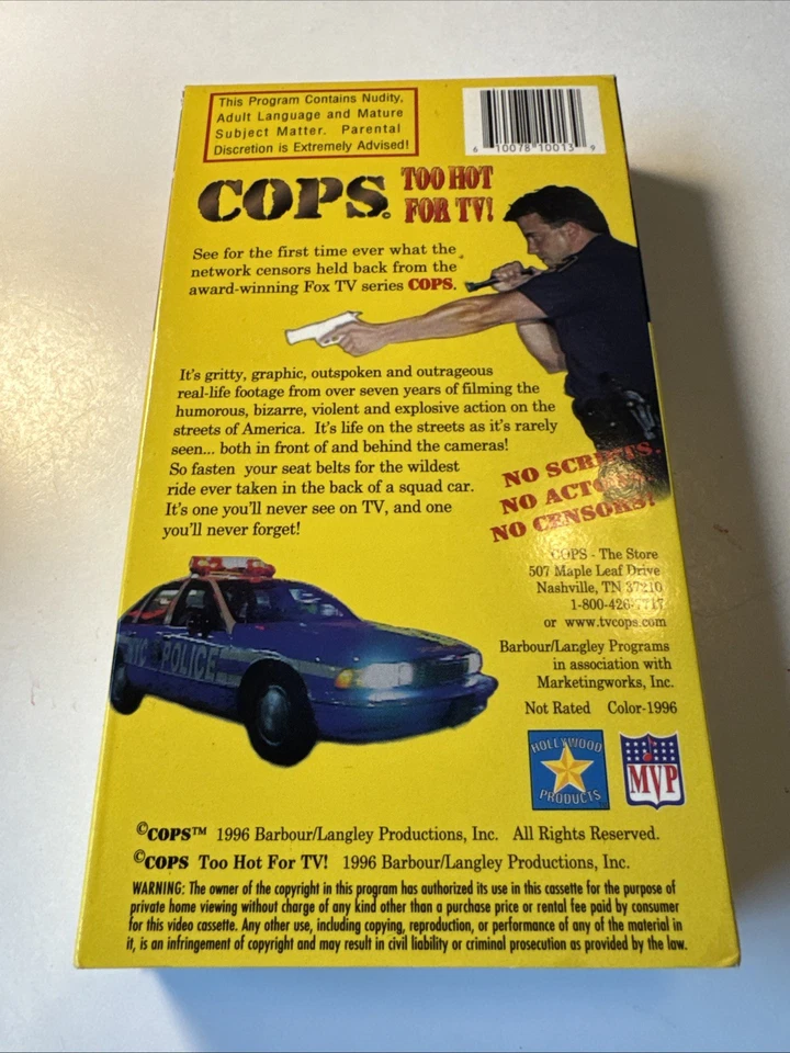 COPS - Too Hot for TV (VHS) Live Law Enforcement 1996 NICE - Image 3 of 4