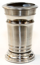 Stainless Steel Toothbrush Holder Steampunk Silver Color Tall 5.5 In Beaded VTG