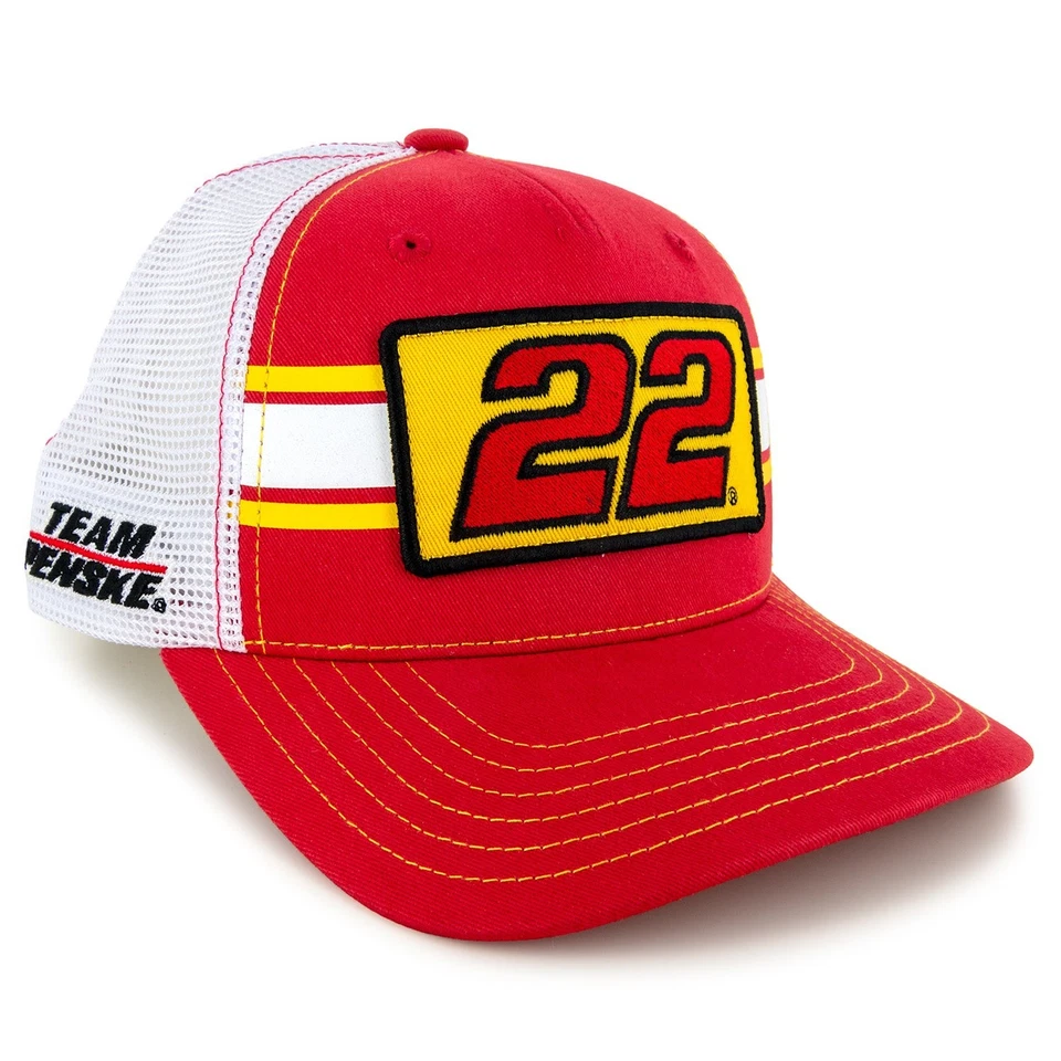 Sombrero de malla Joey Logano 2025 a rayas #22 rojo/blanco Foto 3 de 4