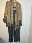 Gala Women’s Set Pants & Cardigan 100% Silk XL Luxury Vintage Gray/brown Pull On