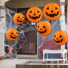 6pcs Halloween Party Pumpkin Paper Lantern for Home Garden Indoor Outdoor Decora