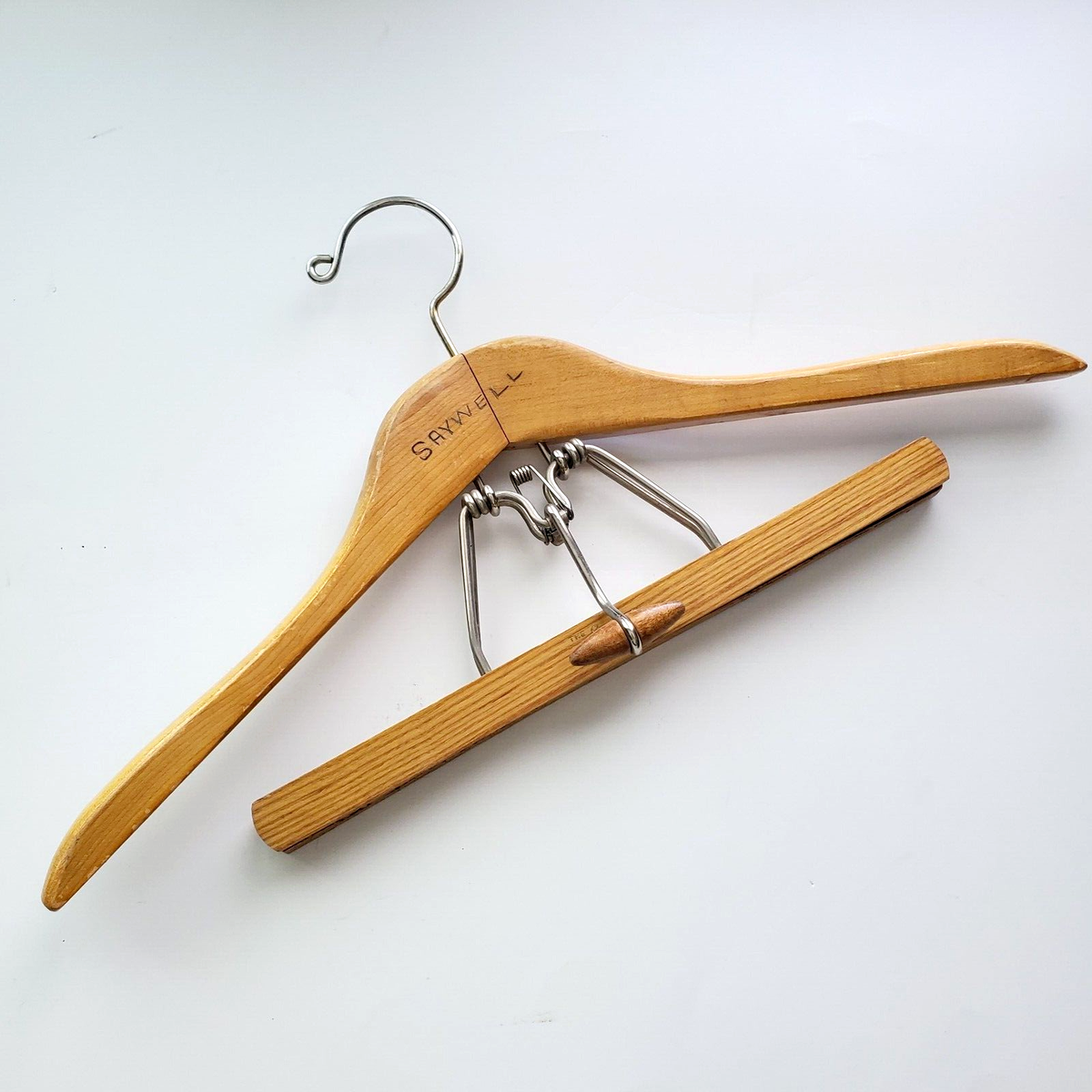 The Setwell wooden hanger 17-1/2 inch coat pants vintage closet