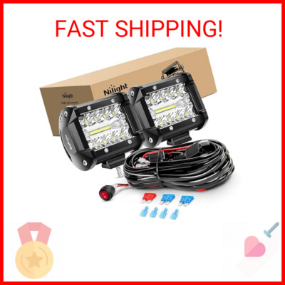 2PCS 60W 4 Inch Pods Flood Spot Combo Led Light Bars Mounting Bracket Horizontal Bar Tube Clamp Driving Lighting With Off Road Wiring Harness-2 Leads For Truck Golf Cart - Walmart Supplies