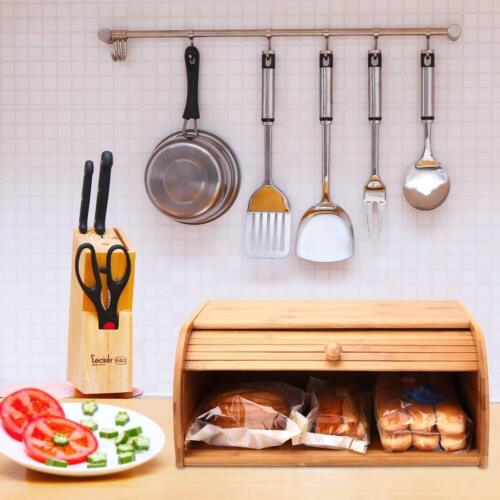 Wooden Bread Box Apollo Roll Top Bin Storage Loaf Kitchen - Picture 7 of 11