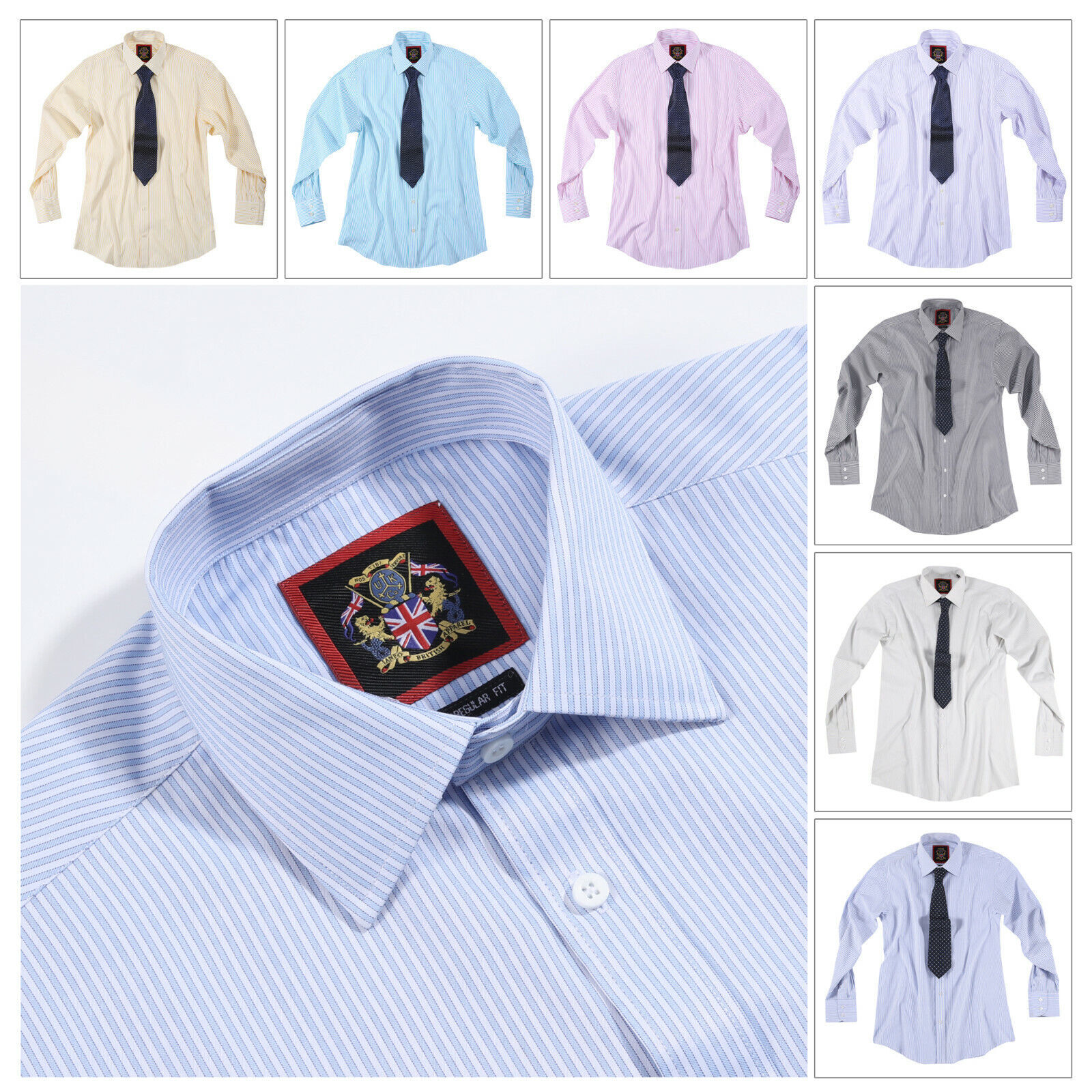 Camisas de vestir para hombre Corte regular Raya formal, puños simples & doble