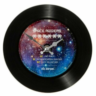 Großer Retro Space Raiders Plattenspieler Neuheit Wanduhr