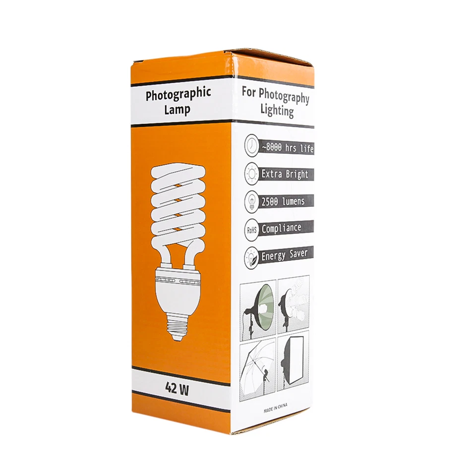 42W Daylight Fluorescent Spiral Light Bulb 6500K 110V White for Studio Lighting - Image 4 of 4