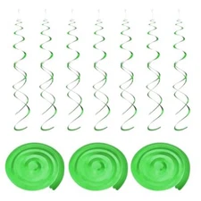 24 Pcs Green Party Hanging Swirls Double Strip Hanging Decorations Foil Swirl...