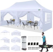 COBIZI 10x20 Pop up Canopy Tent Outdoor Garden Gazebo with 6 Removable Sidewalls