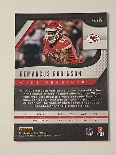 2019 Panini Prizm Football #207 Demarcus Robinson KC CHIEFS JUST PULLED MINT! - Picture 3 of 3