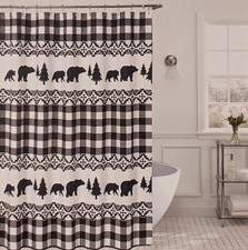 COUNTRY BEAR Wilderness Cabin SHOWER CURTAIN, by DeLeon Collections