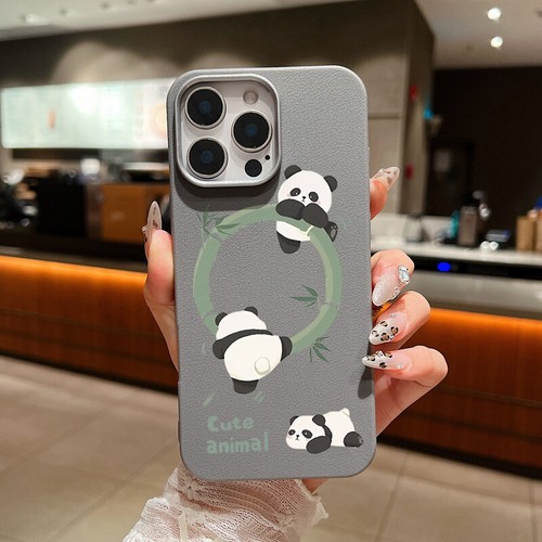 Nette Panda Handyhülle für iPhone 16 Pro Max 15 14 13 12 11 XS XR 8 7 Lederhülle - Bild 6 von 14