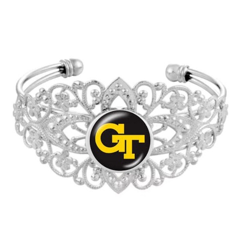 School Bangle Bracelet, Filigree Silver Adjustable Cuff - 第 1/3 張圖片