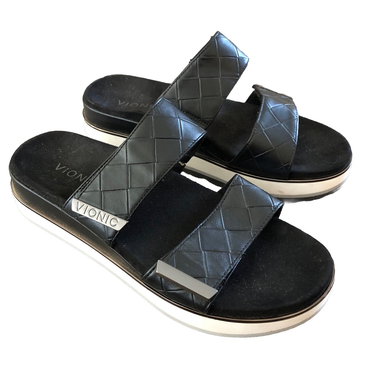 Vionic Brandie Sandals Womens Black Comfort Slide On Platform