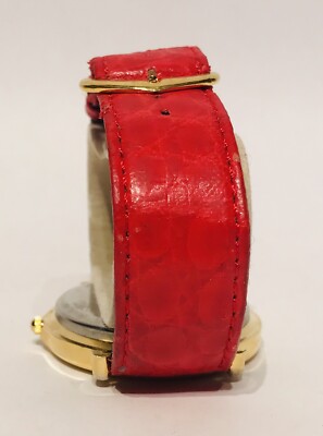 Montre Vintage Musicale Père Noël - Fonctionne (Pile Neuve) - Cuir Rouge - Analogique - Pour Femme - Occasion